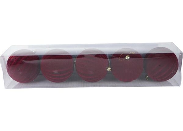 PALLE DI NATALE IN VELLUTO SET/5PZ 10 CM BORDEAUX ART.407227041