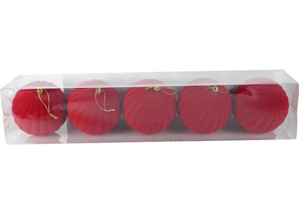 PALLE DI NATALE IN VELLUTO SET/5PZ 10 CM ROSSO ART.407227042
