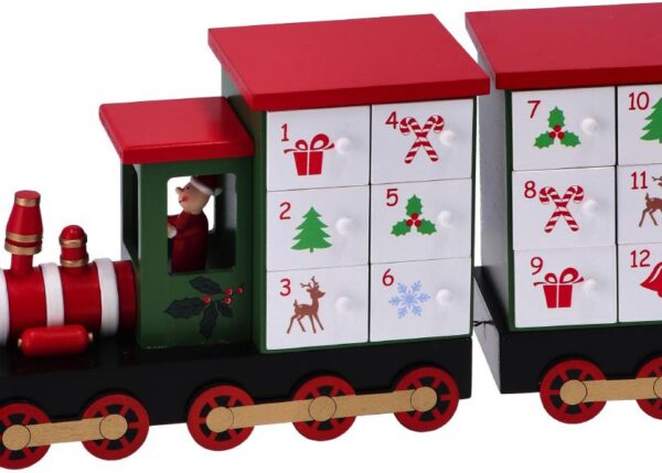 CALENDARIO AVVENTO MDF LOCOMOTIVA NATALE 40X11XH19 ART.116223