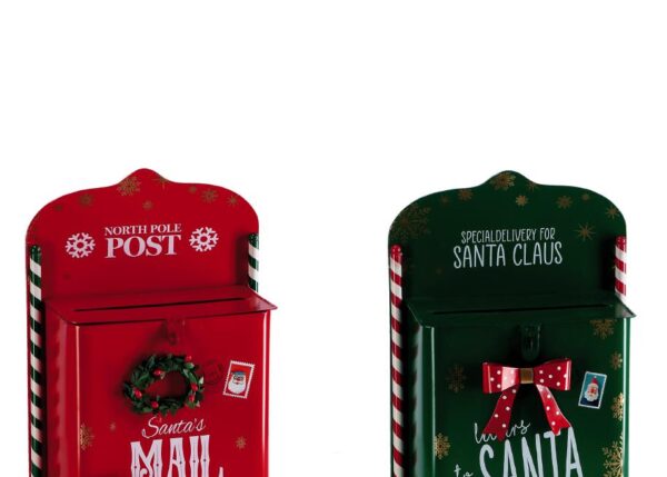 DECORAZIONE CASSETTA POSTALE FERRO NATALE ASS.2COL. 24X12XH35 ART.118583