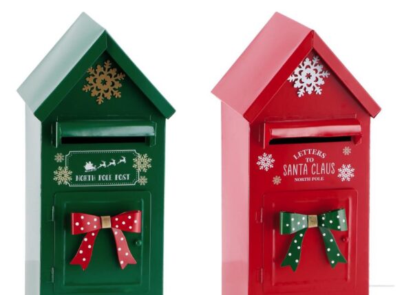 DECORAZIONE CASSETTA POSTALE FERRO NATALE ASS.2COL 18X20XH40 ART.118584