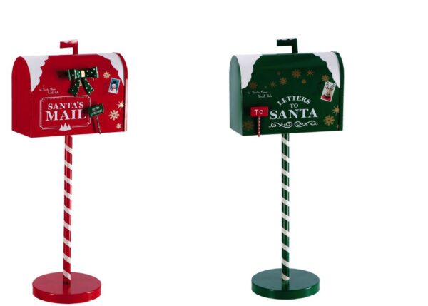 DECORAZIONE CASSETTA POSTALE FERRO NATALE ASS.2COL. 23X10XH52 ART.118586