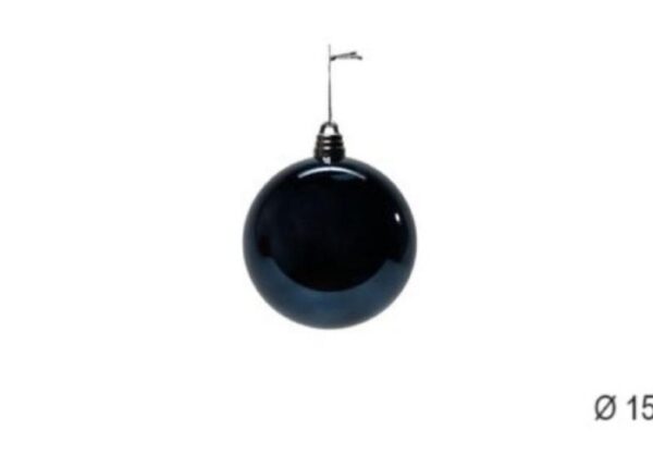 PALLE DI NATALE PLASTICA BLU NOTTE LUCIDA 15CM