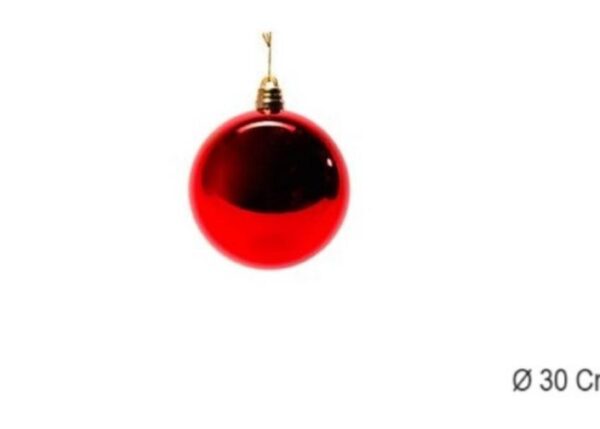 PALLA DI NATALE PLASTICA ROSSA LUCIDA 30CM