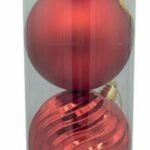 PALLE DI NATALE PLASTICA ROSSE ASS.TE LUCIDE + OPACHE + INCRESPATE 15CM - 4PZ