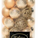 PALLE DI NATALE PLASTICA ORO ASS.TE CON DIVERSI DECORI 6CM - 36PZ