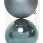 PALLE DI NATALE PLASTICA BLU NOTTE ASS.TE LUCIDE + OPACHE 12CM - 2PZ