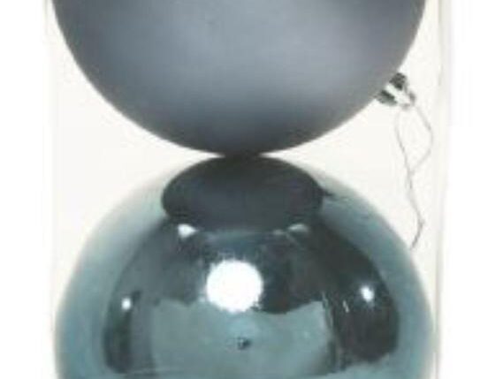 PALLE DI NATALE PLASTICA BLU NOTTE ASS.TE LUCIDE + OPACHE 12CM - 2PZ
