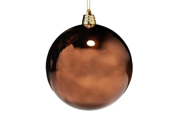 PALLA DI NATALE PLASTICA BROWN COFFEE LUCIDA 15CM