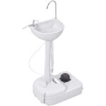LAVANDINO PORTATILE DA CAMPEGGIO CON 2 RUOTE, SERBATOIO ACQUA 17L E SERBATOIO SAPONE 2.5L, 51X33.5X103CM