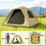 TENDA OUTSUNNY DA CAMPEGGIO POP-UP PER 2-3 PERSONE CON FINESTRE IN RETE E BORSA, 240X240X160 CM, CACHI
